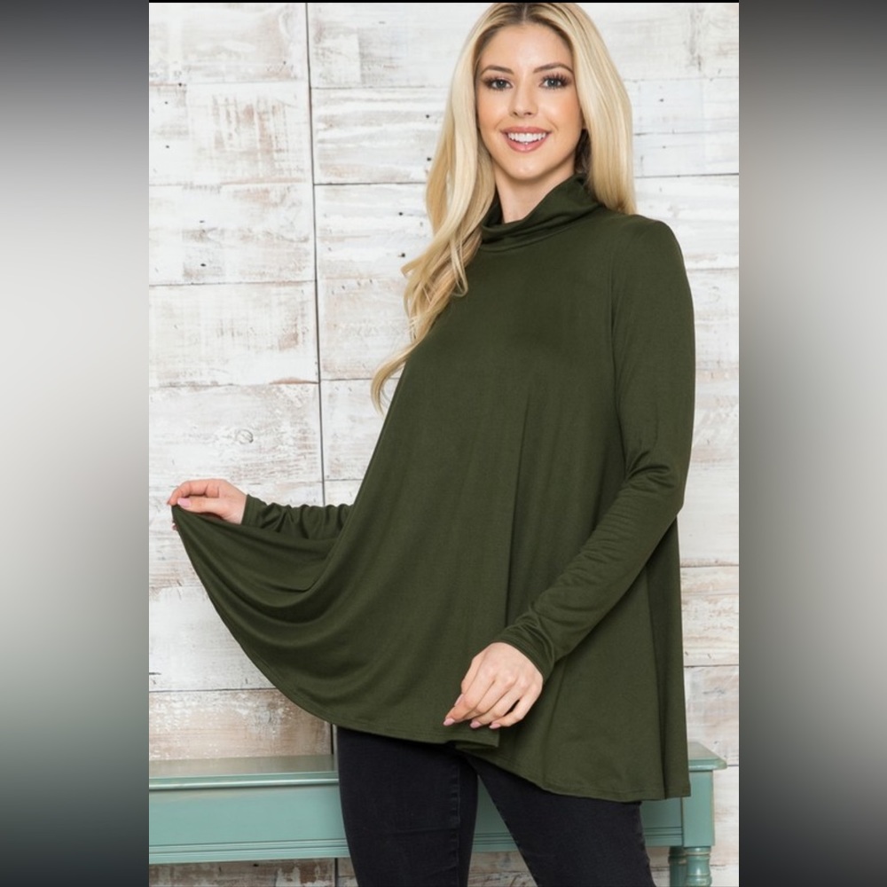 Solid long sleeve turtleneck tunic top